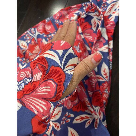 Sigrid Olsen Full Zip Activewear Jacket Floral Size Lg NWT UPF 50 Thumb Hole - Picture 5 of 9